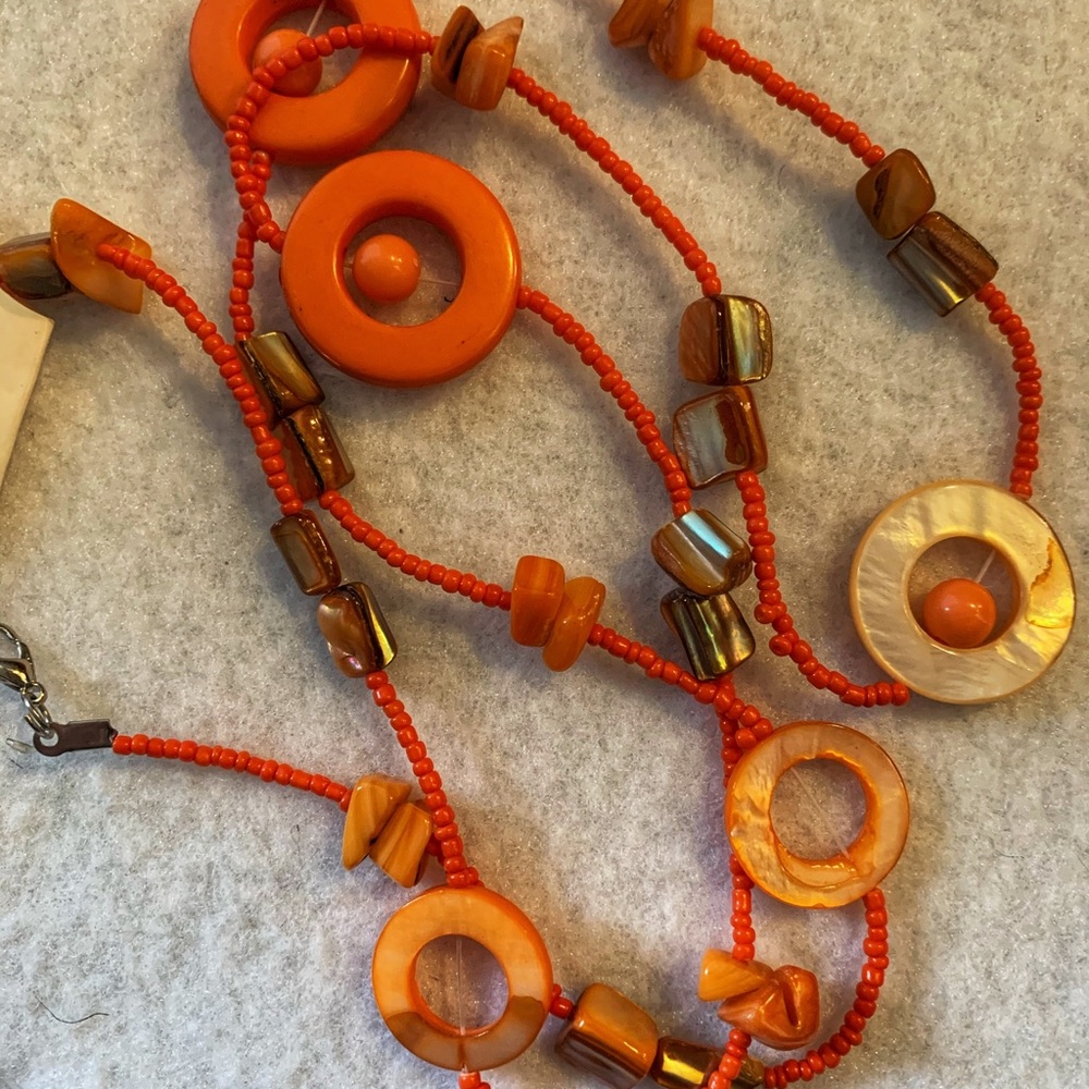 Orange Beaded Statement Jewelry Set